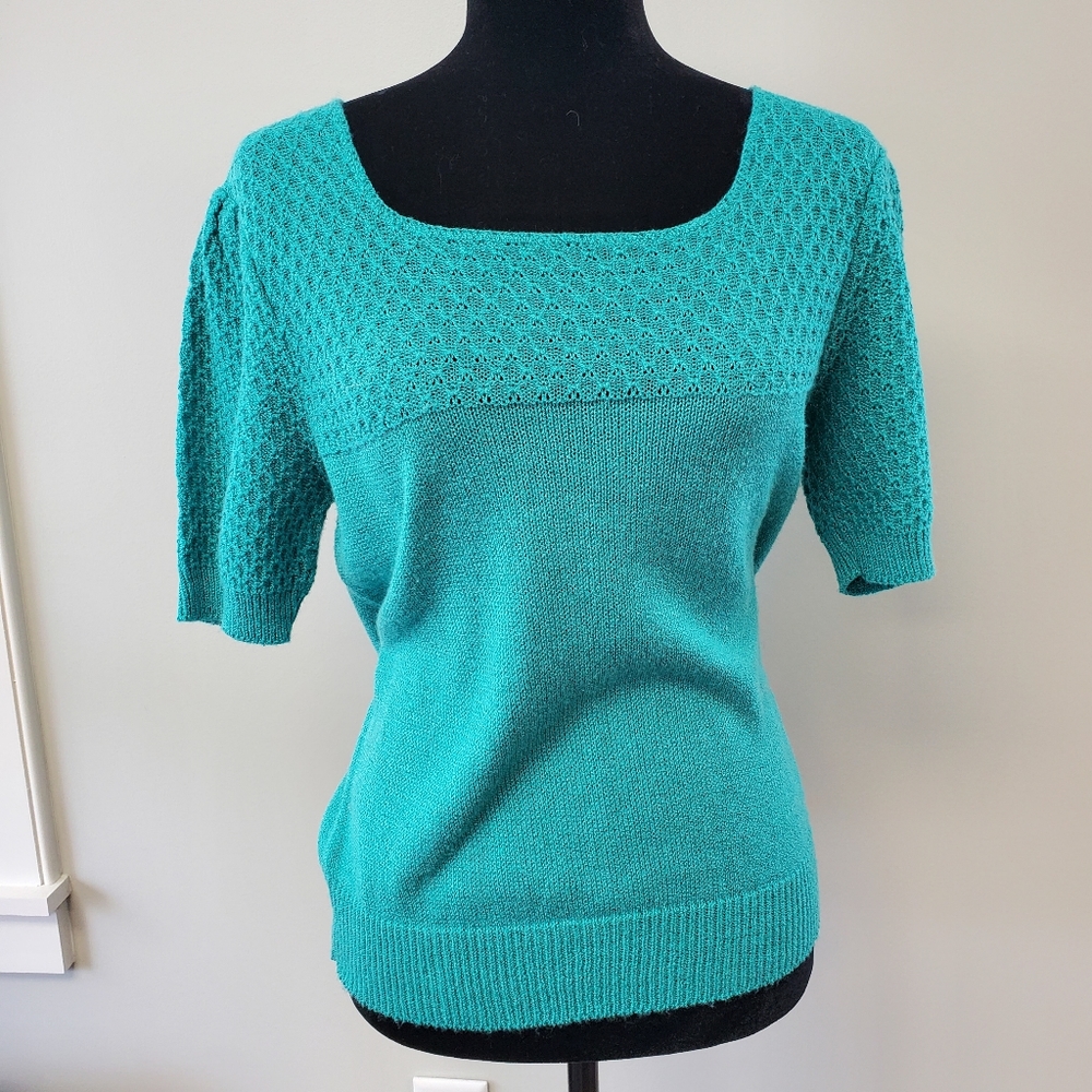 Vintage • Gorgeous crotchet knit cotton tee boatneck